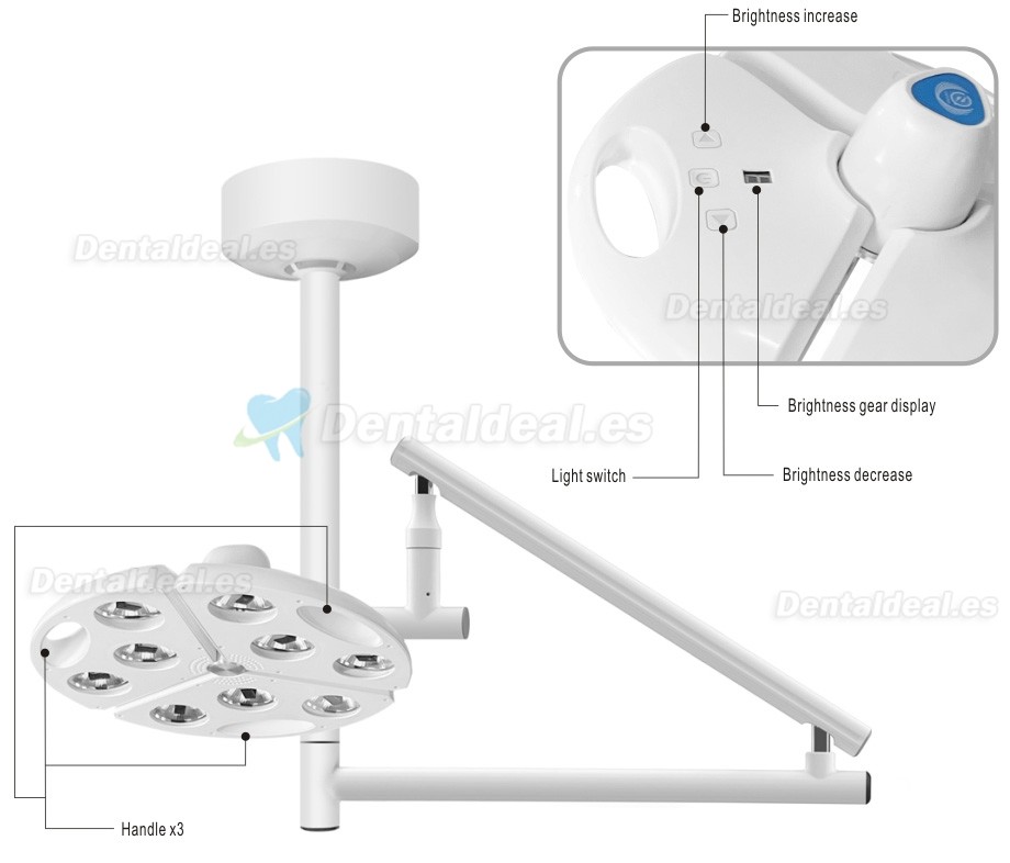 KWS KD-2012D-5 L&aacute;mpara Quir&uacute;rgica Dental LED de Techo 90W sin Sombras para Exploraci&oacute;n